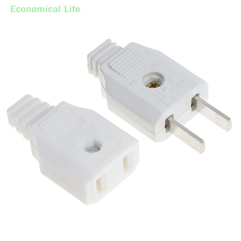 US 2 Flat Pin AC Electric Power Male Plug Female Socket Outlet Adapter Wire