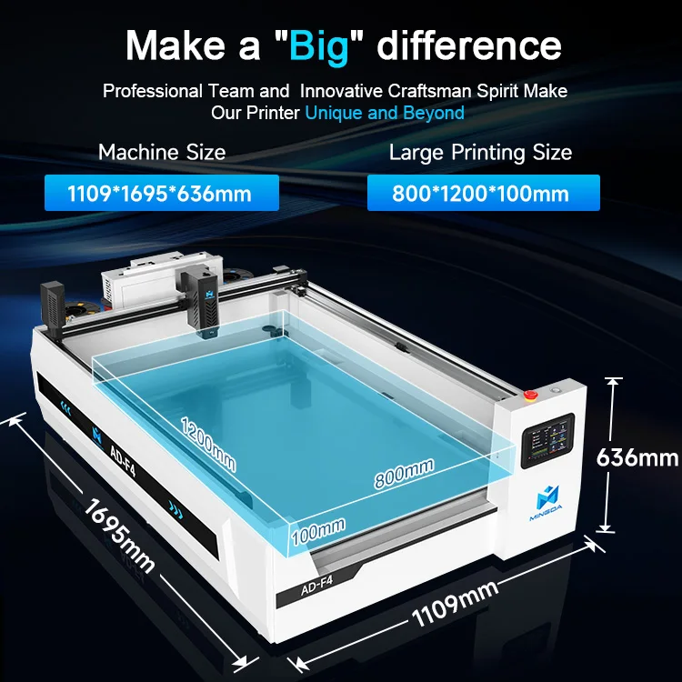 AD-F4 free leveling special offer large format 800*1200*100mm Logo Printing Machine 3d Printer For Signage