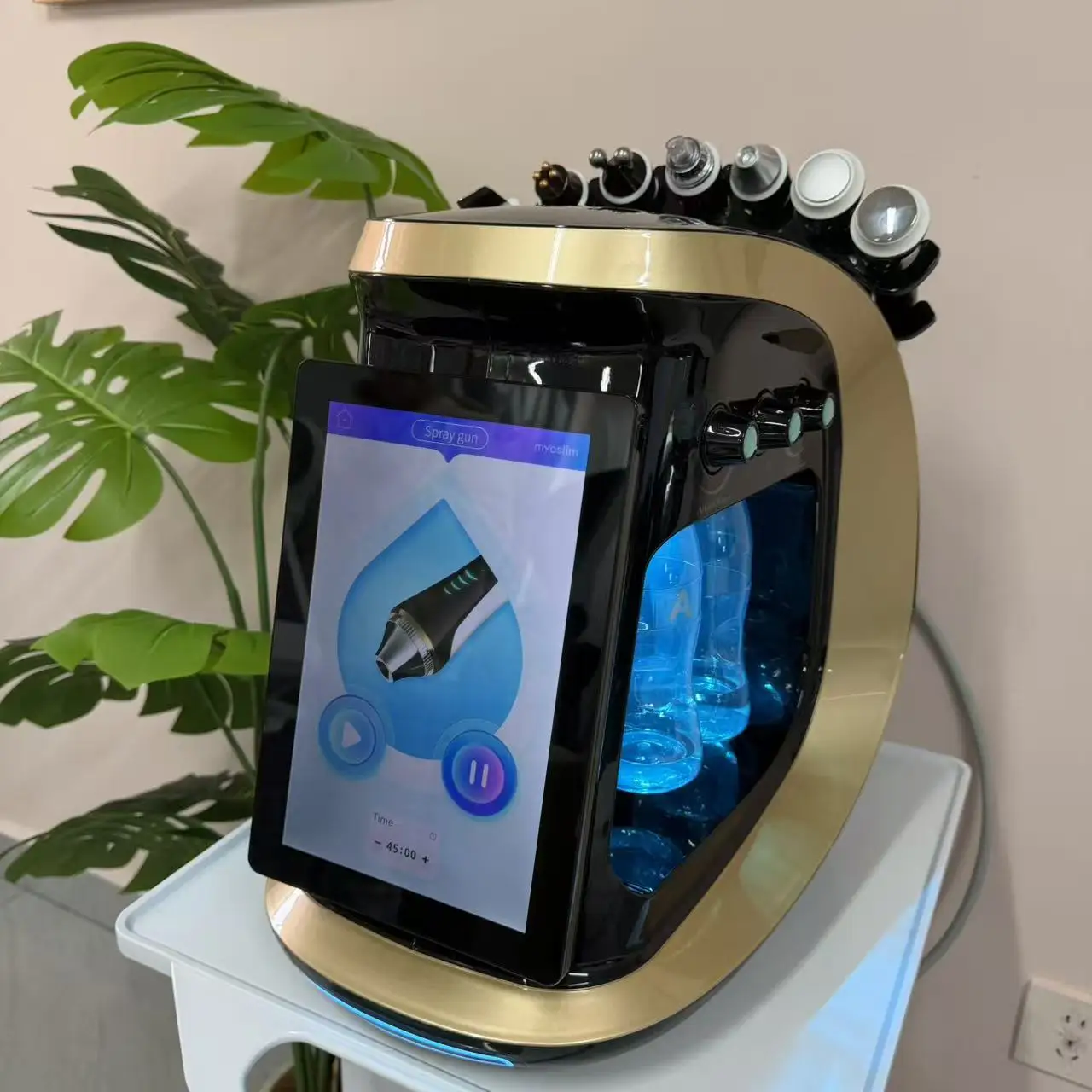 جهاز تحليل البشرة باللون الأزرق الجليدي، جهاز احترافي 7 في 1، هيدرا جلدي، متعدد الوظائف للعناية بالوجه