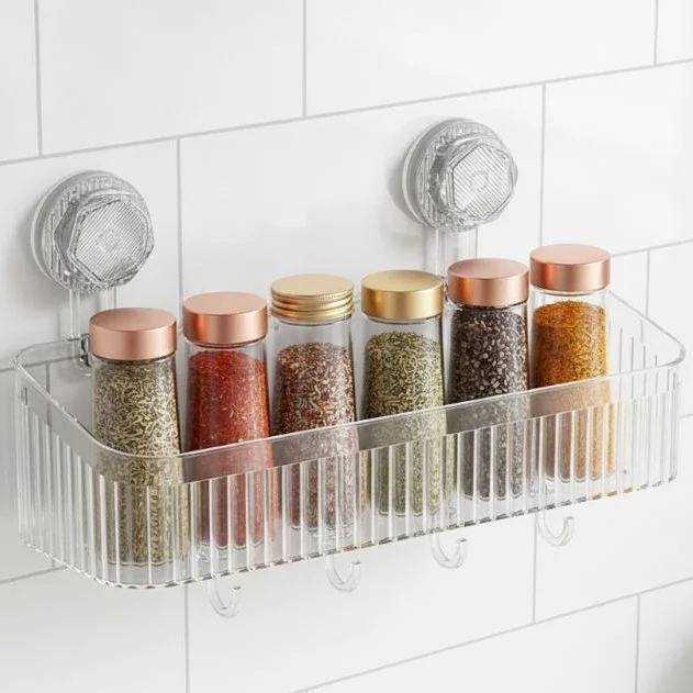 Punch Free Suction Cup Bathroom Shelf Quick Drain Toothbrush Toothpaste Wall Storage Rack