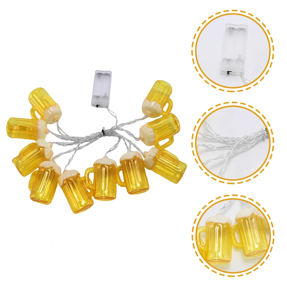 Beer Mug String Lights Decorations Bendable Party Birthday Plastic for Bedroom