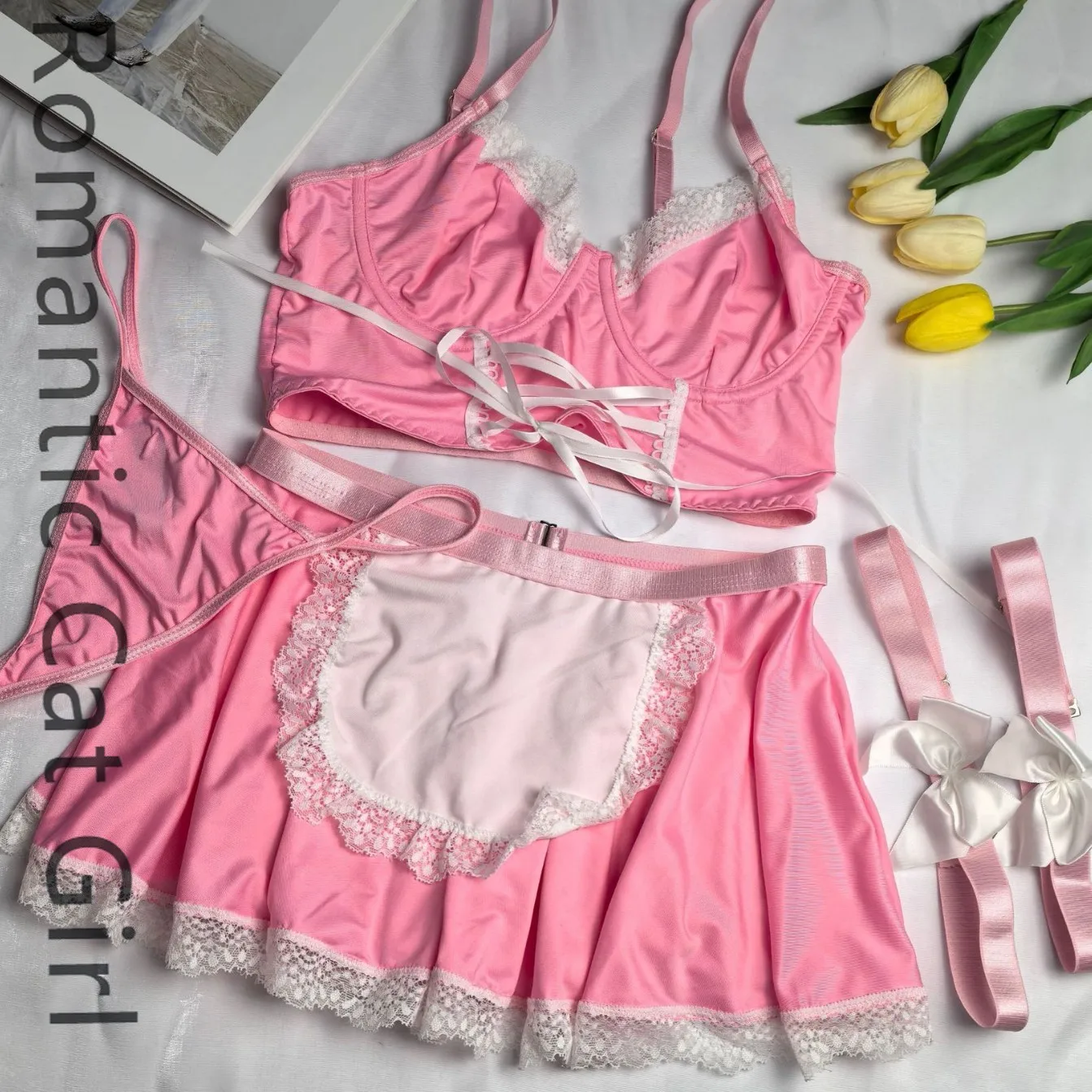 

Новое сексуальное нижнее белье 2025 года, европейское и американское сексуальное и привлекательное кружевное ремни, пояс по окружности ног, косплей, система горничной