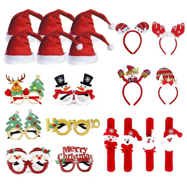 9/10/12pcs Santa Claus Xmas Tree Elk Paper Glasses Frame Christmas Glasses Photo Prop Christmas decorations new year kids gift