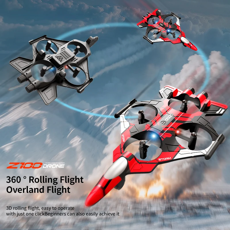 2026 New Fighter Quadcopter Drone Stunt Light RC Aircraft Four Channel Hovering Alta Altitude Rolling Special Effect