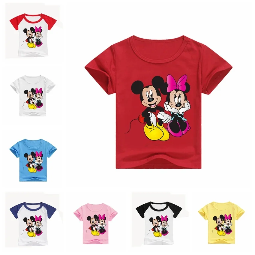 

Boys Tshirt Summer Cotton Baby Kids Tshirts Girls Cartoon Mickey Minnie Children Short Sleeve Tops Children Tees Costume Toddler