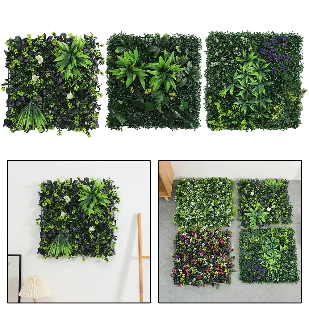 50x50CM 3D Artificial Plant Wall Panel Plastic Outdoor Green Lawn DIY Home Decor Wedding Backdrop Garden Grass Wall Flower Wall