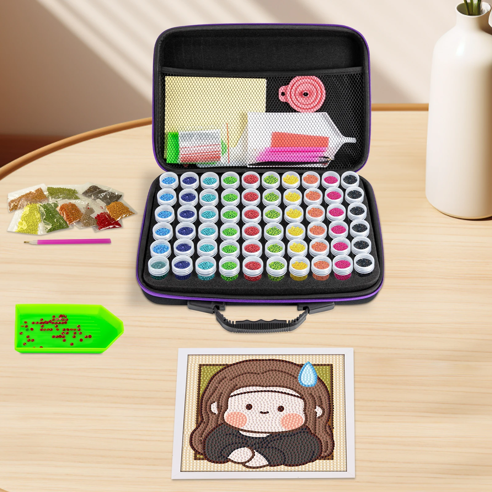 60 ダイヤモンドペインティング収納ボックスビーズオーガナイザートレイアートビーズ刺繍ケース、ダイヤモンドペインティング収納容器