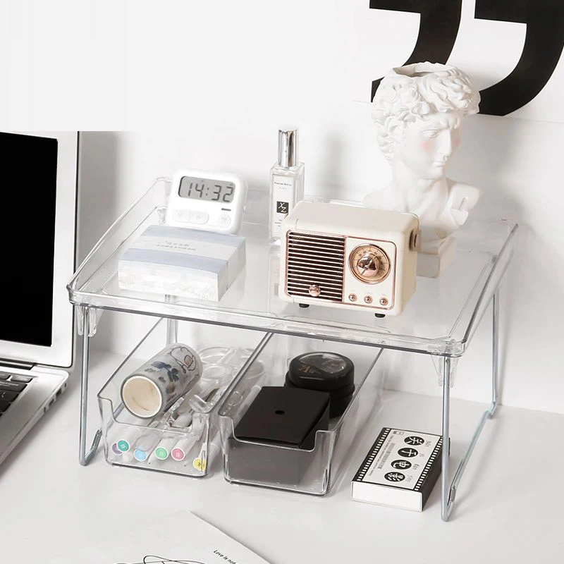 

Настольная складная стойка для хранения, прямоугольная прозрачная организация, студенческий стол, офисная косметика, канцелярские принадлежности