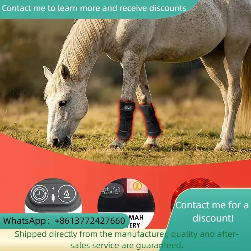 Rechargeable Battery 660nm LED Therapi Pad Wireless Heated Horse Leg Pain Recovery Red Light Therapy Belt for Horse Dogs Wrap