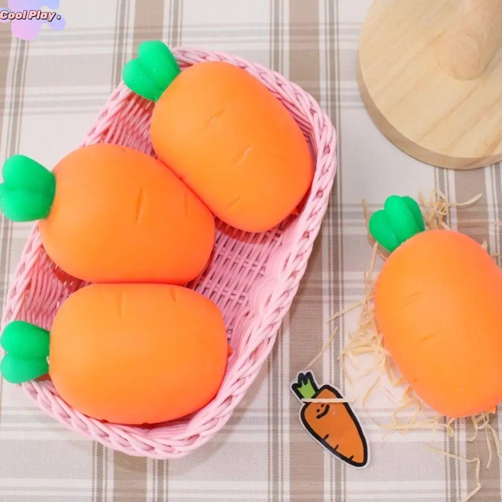 Giocattoli di sfiato Giocattolo sensoriale Carota Agitarsi Giocattolo Agitarsi Giocattolo Carota Carota Forma Pizzico Musica Kawaii TPR Cibo finto Palla di sfiato Lavoratori d'ufficio