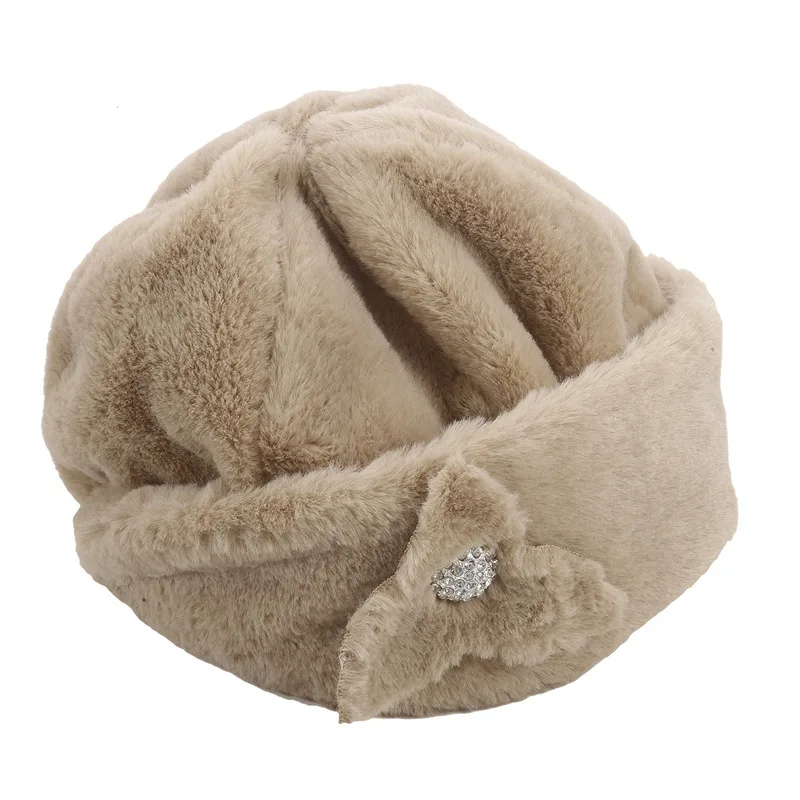 Hat Women Winter Warm Cap Fashion Princess Hat Warm Mink Fox Fur Hat ThickenedBeret Faux Fur Hat Furry Fleece Thickening Caps