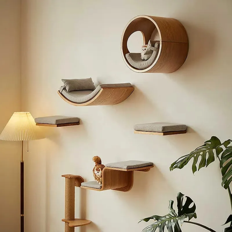 Customizable Modular Solid Wood Cat Tree | Eco-Friendly Easy Assembly Adjustable Height & Modern Design for Indoor Cats