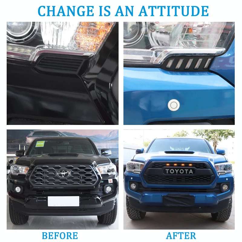 2PCS Durable Front Fog Lamp Cover With DRL LED Daytime Running Light Car Styling Parts For Toyota Tacoma 2016-2022