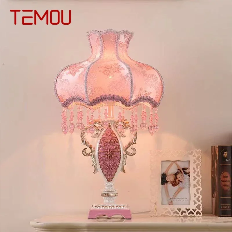 

TEMOU European Table Lamp Luxurious Living Room Bedroom Girl's room Study Villa LED Creativity Bedside Desk Light