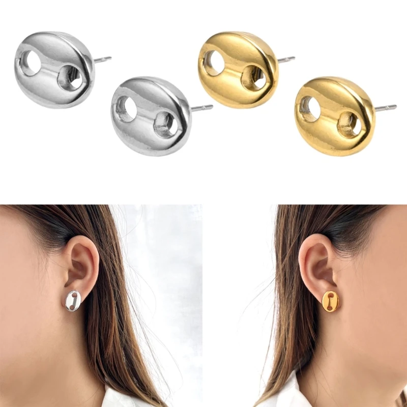 Stainless Steel Coffee Bean Designs Ear Studs for Women Girls Fashion Jewelry Accessory for Gifts Preventing Allergies