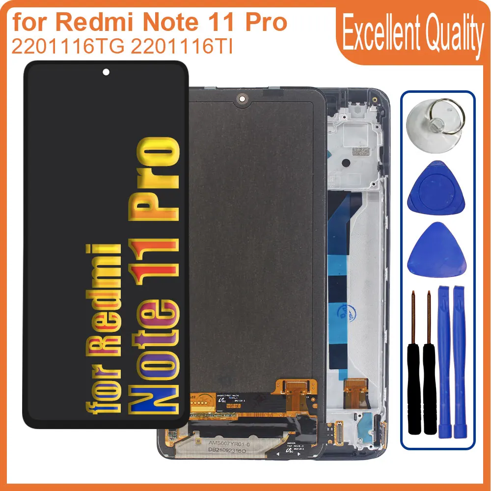 AMOLED LCD for Xiaomi Redmi Note 11 Pro 2201116TG LCD Display Touch Screen Assembly Replacement for Redmi Note 11 Pro 4G LCD