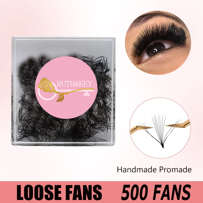 

5​00 Fans 7mm Loose Fans Lash 3D-14D Clusters Thin Base Medium Premade Narrow Sharp Promade Volume Faux Mink Eyelash Extension