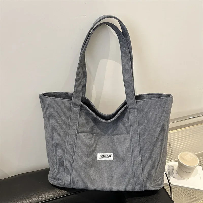 Large Capacity Velvet Cloth Bag Women's 2024 New College Student Shoulder Handbag Commuter Tote Bag