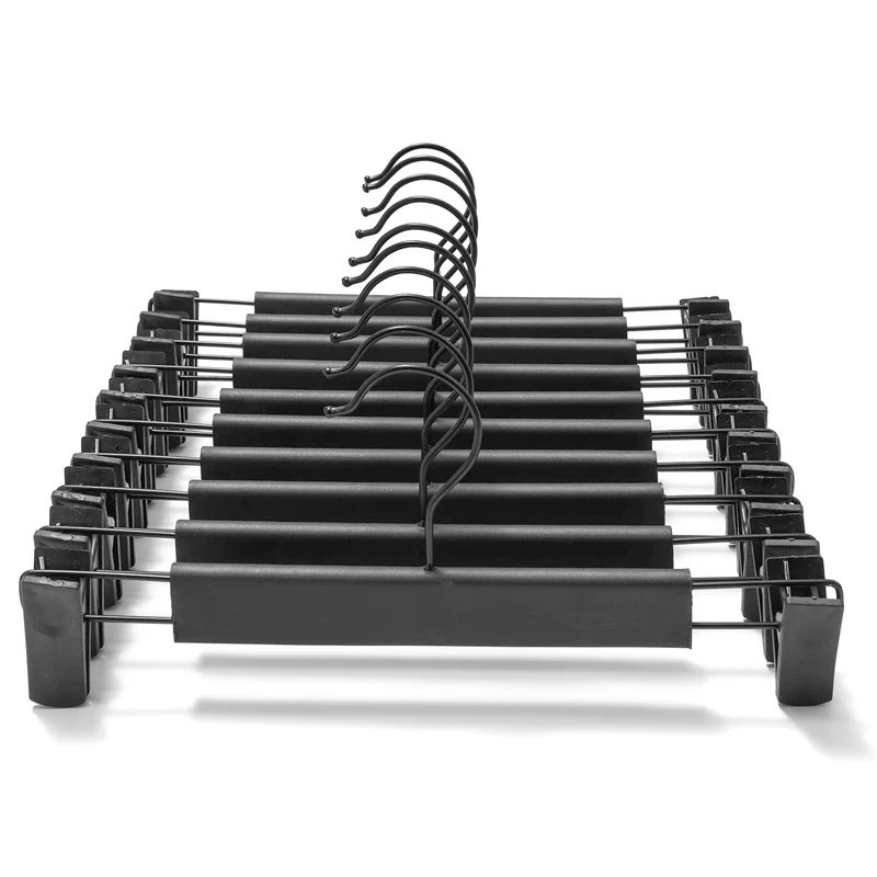 10Pcs Clothes Pants Hangers, Space-Saving Skirt Holders, Adjustable Clips, Trouser Hangers, Clothes Coat Garment Jeans Hangers view 2