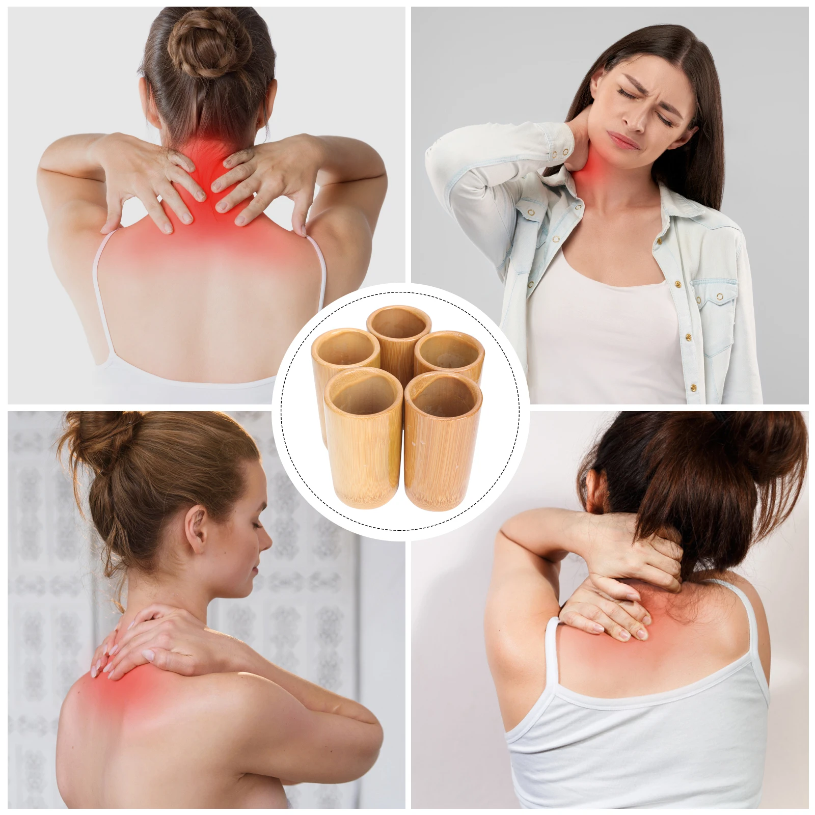 

5pcs Bamboo Cupping Cups Small Size Suction Therapy Tools Home Use Massage Supplies Body Care Tool Lymphatic Drainage Christmas