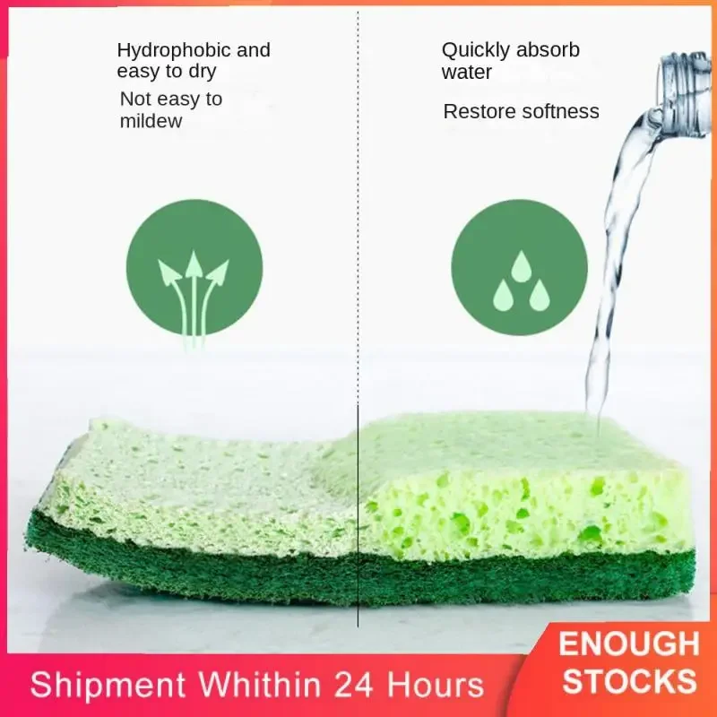 1pc Eco Wood Pulp Cotton Sponge Highly Absorbent Compressed Sponges Reusable Non-Scratch Dishwashing Sponge For Kitchen Tool