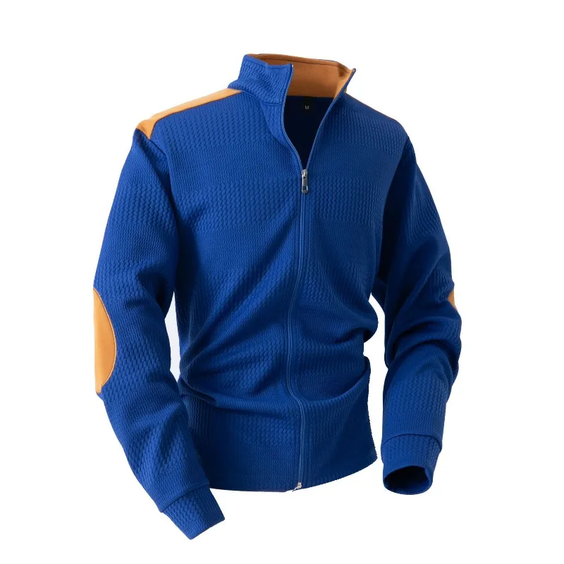 Men's Zip Up Jacket Lapel Collar Long Sleeve Coat, Casual Athletic Sports Outerwear For Spring Fall Fashion