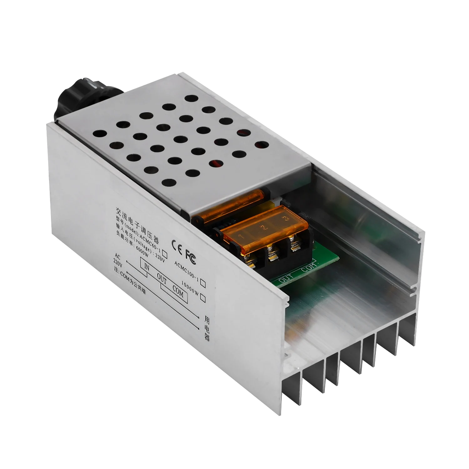 Y60A NEW-AC 220V 6000W SCR Voltage Regulator Controller Electronic Dimmer Thermostat Speed Regulation Mold with Case