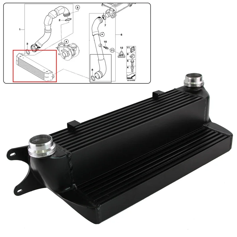 

Performance Tuning Intercooler Black / Silver Fits For BMW 525d 530d 535d E60/E61 04-10 635d E63/E64 06-10
