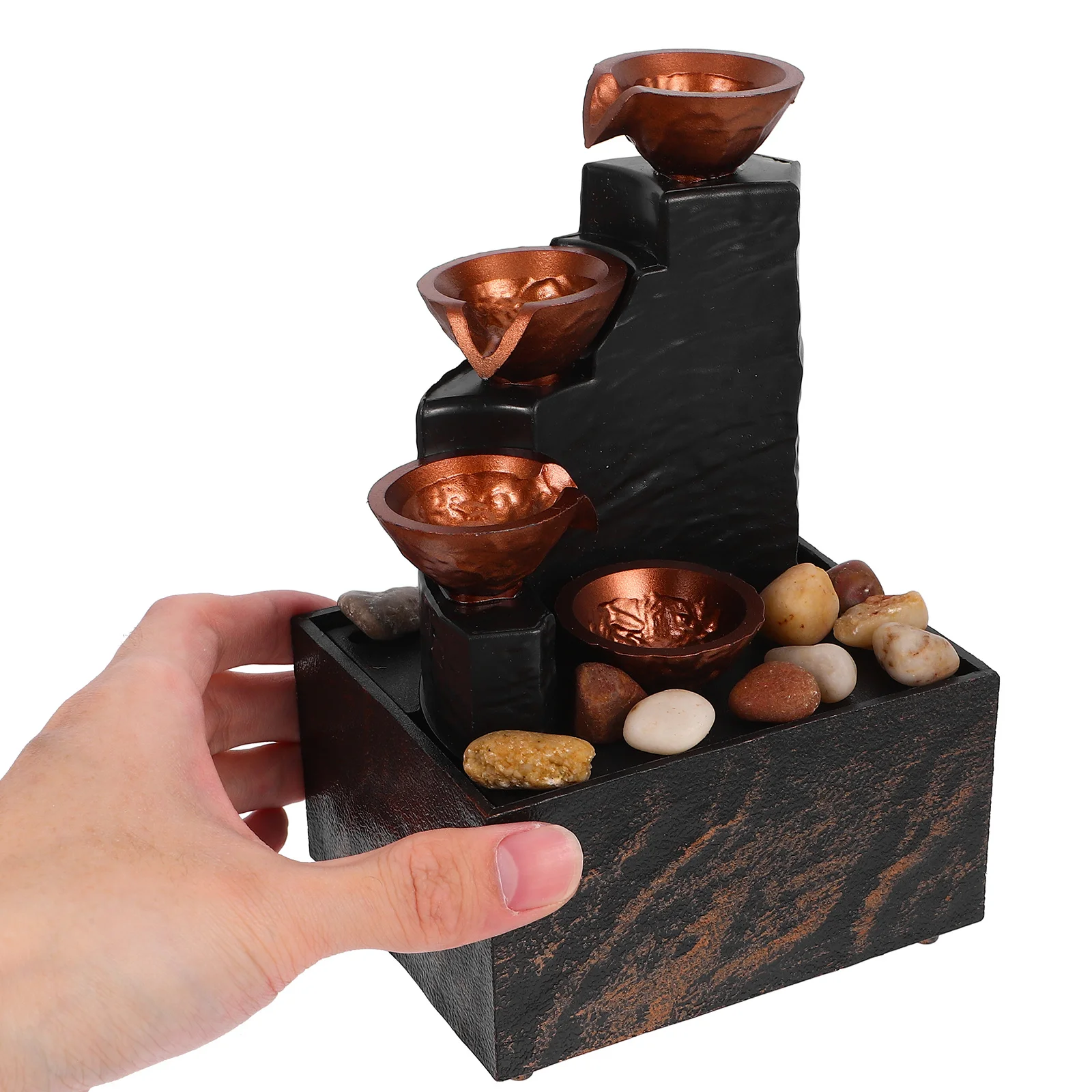 

1 комплект, настольный фонтан, светодиодный фонтан из натуральной гальки, домашний настольный водопад, домашний декор, небольшой портативный фонтан для офиса, спальни