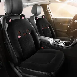 Cartoon Plush Car Seat Cover Winter Thickened Warm Women's Cute Car Interior Cushion Universal Lady's Auto Accessories