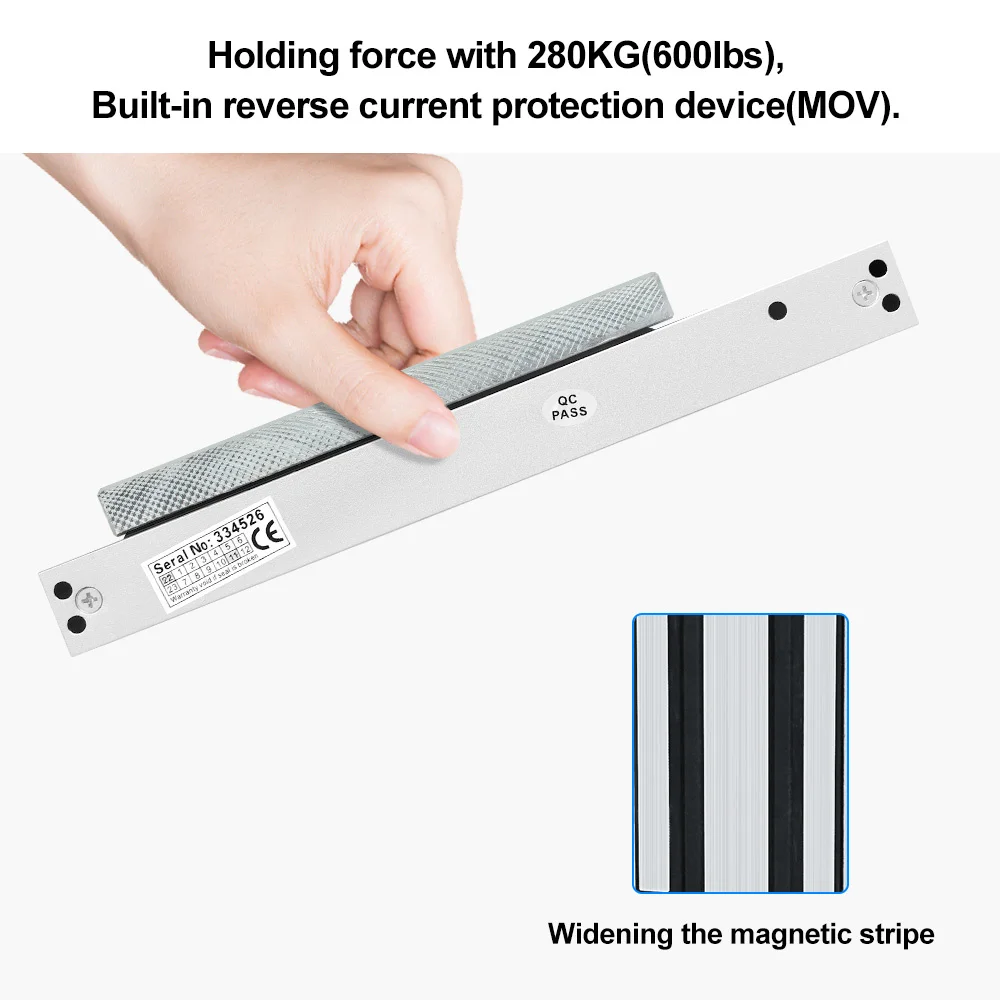 280KG 600LBS Electric Magnetic Lock DC12V Single Door Electromagnetic Lock Access Control Waterproof with/without Bracket U/L/ZL