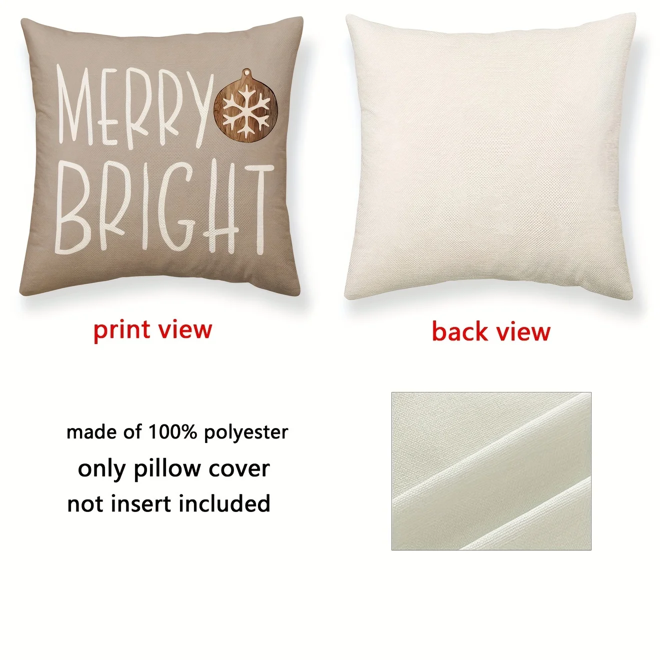 4 PCS Christmas Blessings Pillow Covers, Curry Striped Woodgrain Sleigh Tree Print, 18x18 Inch for Holiday Home Decor
