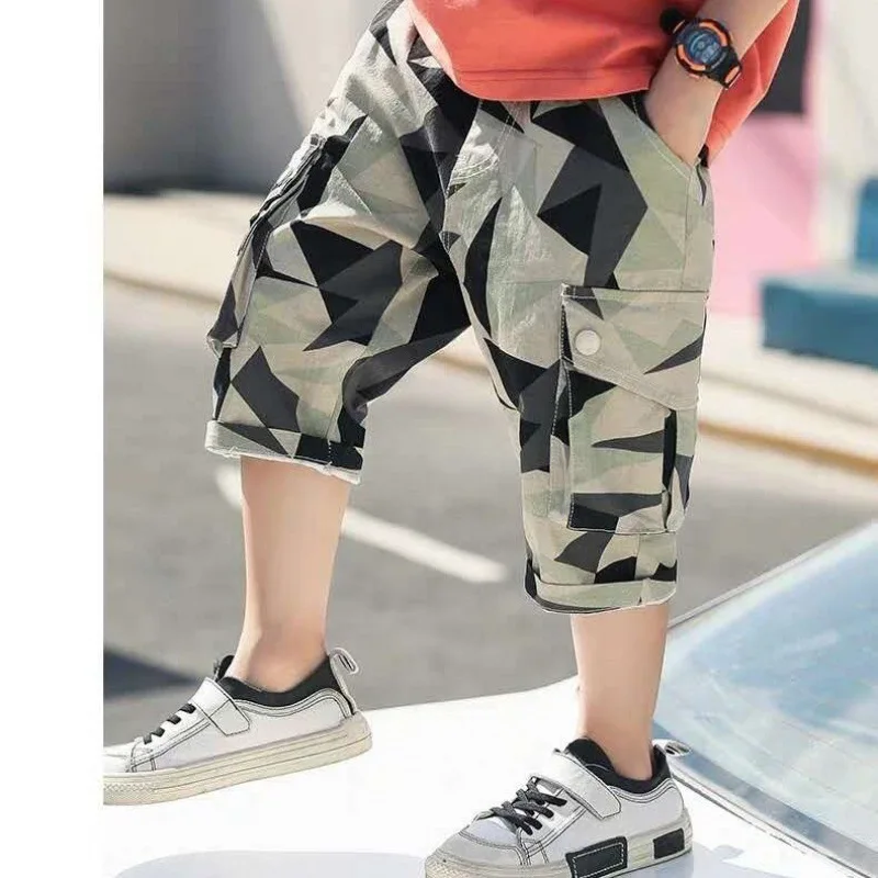 New Summer Casual Cotton Kids Short Pants Boys Camouflage Shorts Children Trousers for Teenager 4 6 8 10 12 14 Year Old