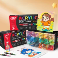 Rotuladores artísticos de 120/168/240/280 colores, sistemas de colores grandes, punta de pincel suave para principiantes, pintura DIY, suministros escolares de arte de piedra