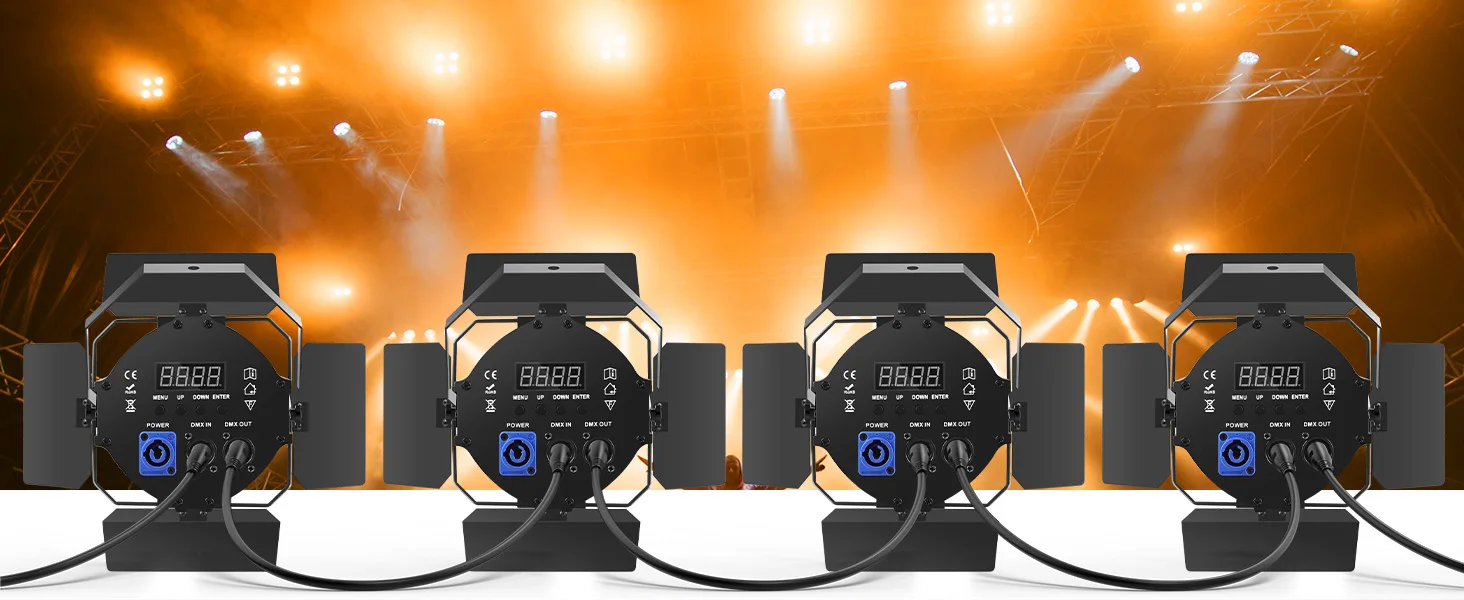 U'King 4PCS 120W COB LED Par Licht DMX512 Bühnenlicht mit Barndoors Kalt-/Warmweiß Spot DJ Licht für Party Kirche Hochzeit – Detail 5