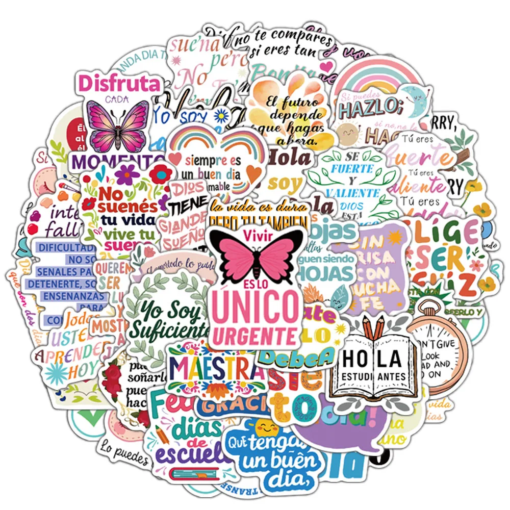 

50 шт., креативный испанский мотивационный милый стиль Ins, декоративный чехол для ноутбука, телефона, сделай сам, водонепроницаемые наклейки