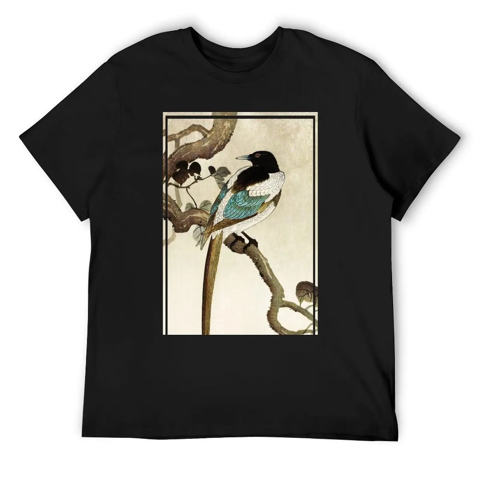 Magpie on tree branch by Ohara Koson T-Shirt Aesthetic clothing rapper graphic tees funny t shirts men