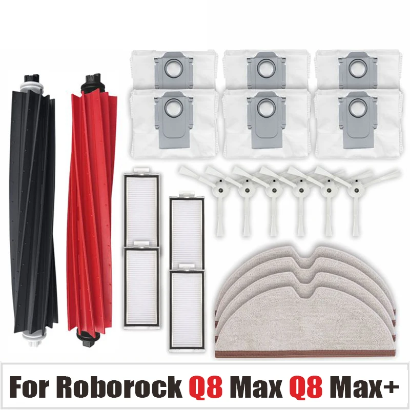 For Roborock Q8 Max / Q8 Max+ Robot Vacuum Cleaner Replacement Roller Side Brush Dust Bags HEPA Filter Mop Pads Cloth Parts