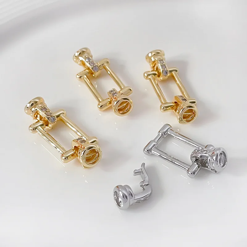 

1pc Exquisite Rectangular Micro-set Zircon Pearl Necklace Bracelet Connector DIY Jewelry Handmade Accessories Material Wholesale