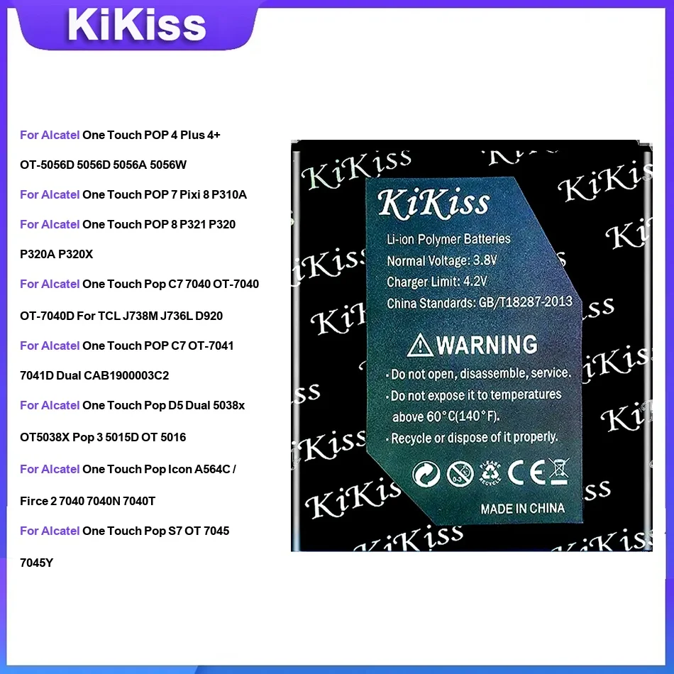 

Battery For Alcatel One Touch POP 4 C7 7040/OT-7041 D5 Dual Icon A564C/Firce 2 S7 OT 7045 Tli020a1 TLI020F2 Tli019b2 TLP025C1