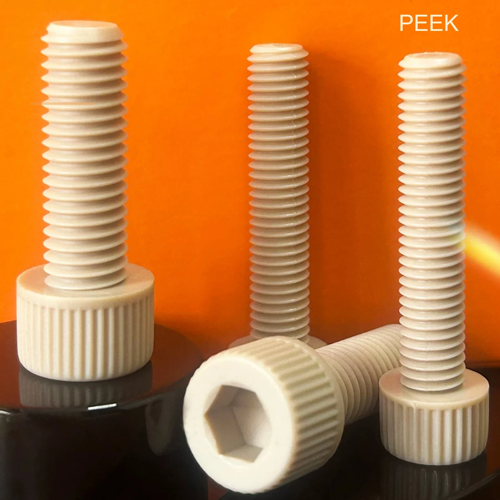 5pcs M1.6 M2 M2.5 M3 M4 M5 DIN912 PEEK High-strength-temperature Resistant Hexagon Hex Socket Knurled Cap Head Allen Screw Bolt