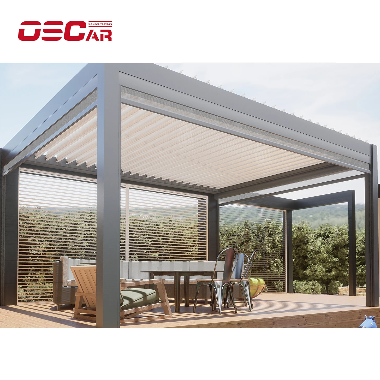 Customized Luxury Design Bioclimatic Gazebo Waterproof Snow-Resistant Aluminum Outdoor Modern Pergola