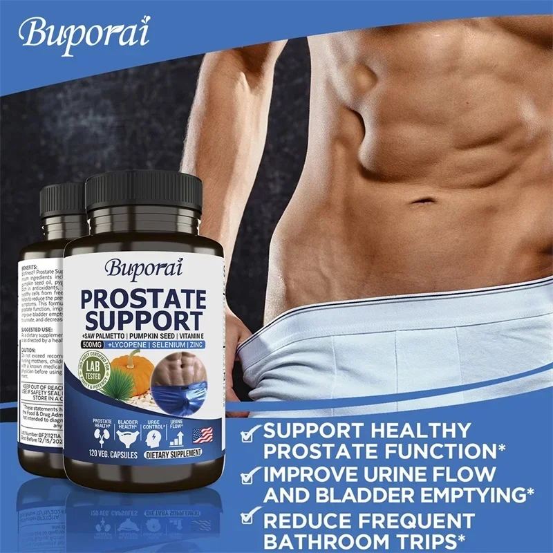 Men's Prostate Bladder Support - Saw Palmetto Lycopene Pumpkin Selenium - Relieves Frequent Urinary Incontinence - Image 3