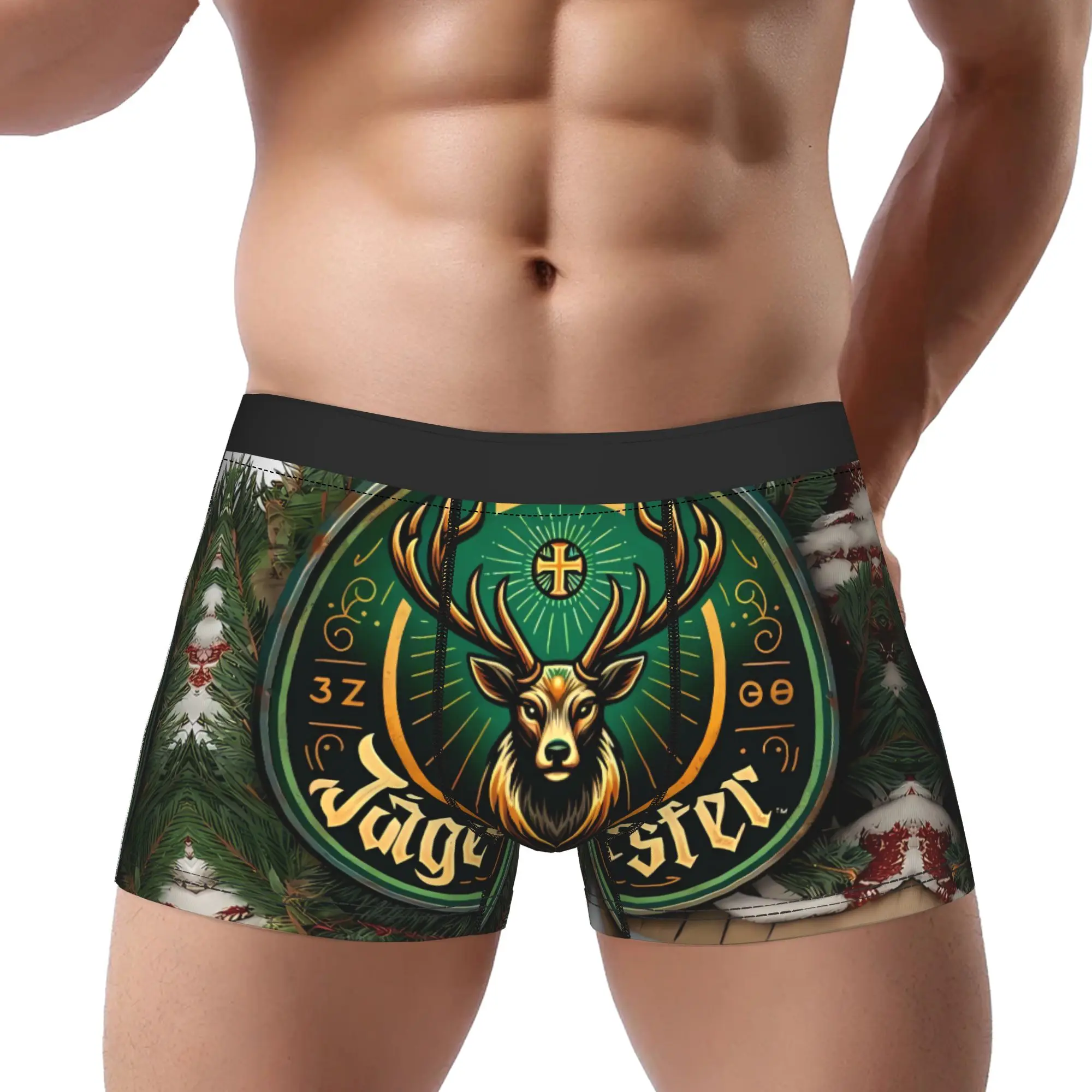 

Deer Wine Underwear Man Polyester Boxer Briefs Underpants Printed