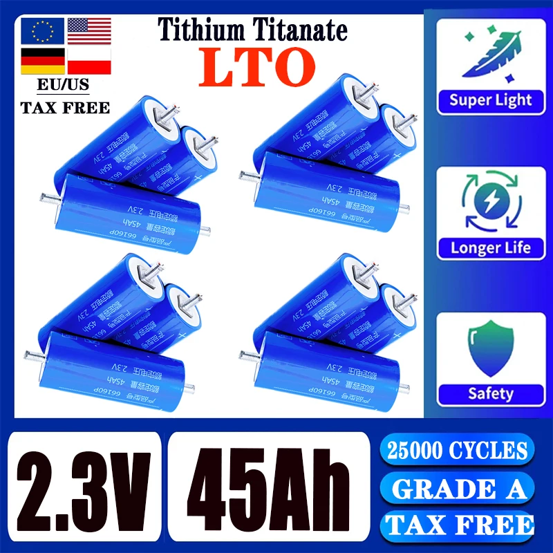 

New Yinlong LTO 66160 2.3V 45Ah Battery 10C Discharge Lithium Titanate Battery DIY 12V 24V Car Audio Car Start Solar Duty Free