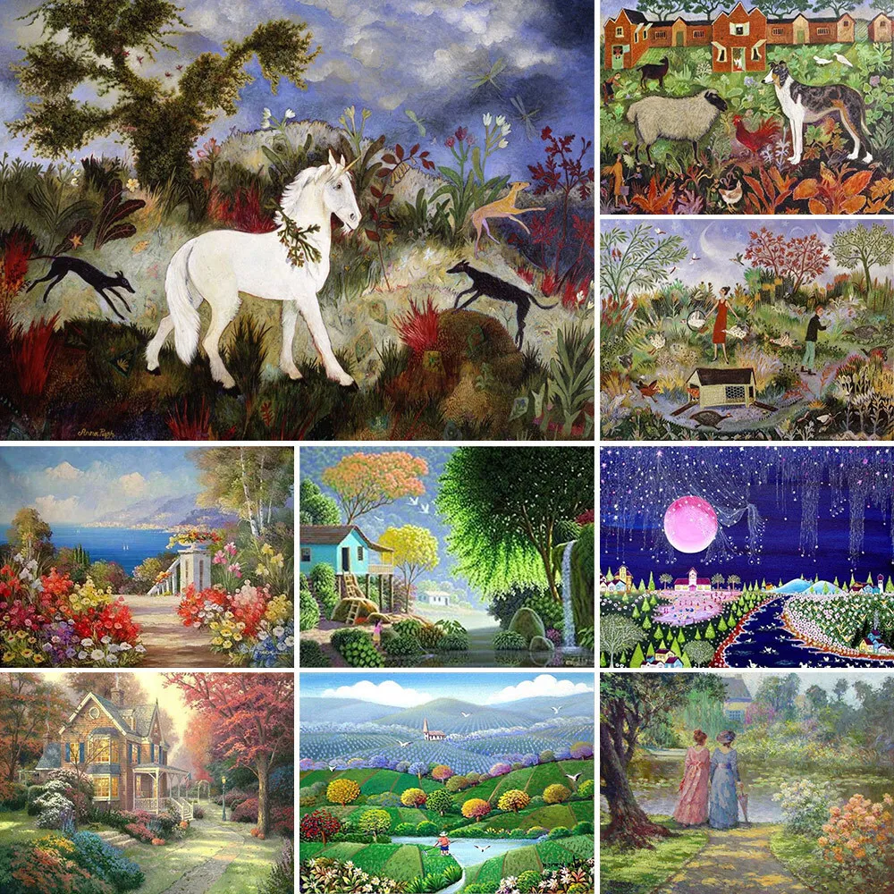 Brazil Idyllic Scenery Printed Cross Stitch DIY Embroidery Kit Needlework Hobby Handicraft Knitting Stamped For Adults Needle