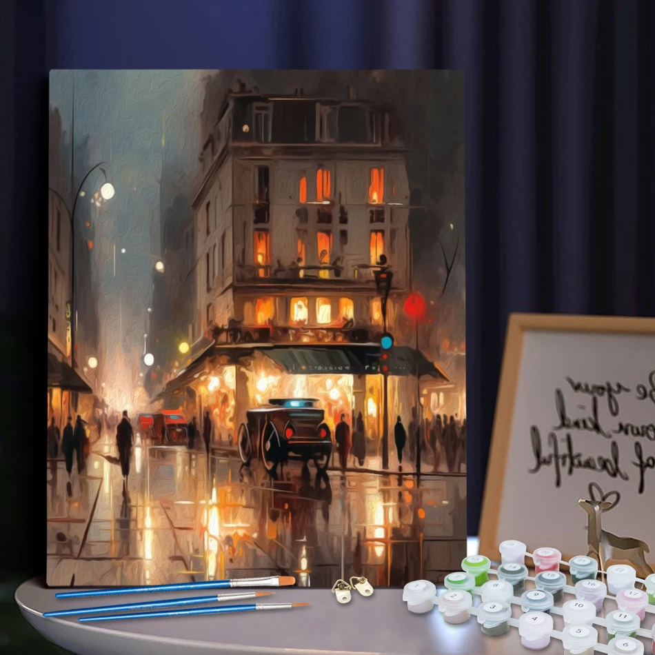 RUOPOTY Diy Malen Nach Zahlen Stadtbild Acrylfarben Farbmarker Zeichnung Leinwand Bild Handwerk Für Handarbeit Raumdekoration