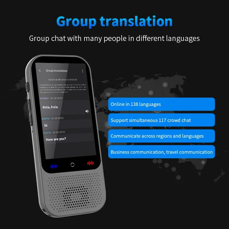 جهاز مترجم اللغة المحمول S80 Pro مع 138 لغة ترجمة صوتية 16 وظيفة ChatGPT للترجمة دون اتصال بالإنترنت