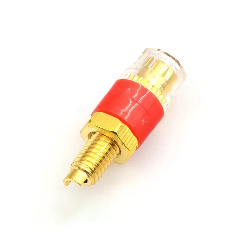 4Pcs 4mm Gold Plated HIFI Speaker Amplifier Binding Posts Brass Terminal Connector With Transparent Shell Banana Plug Socket