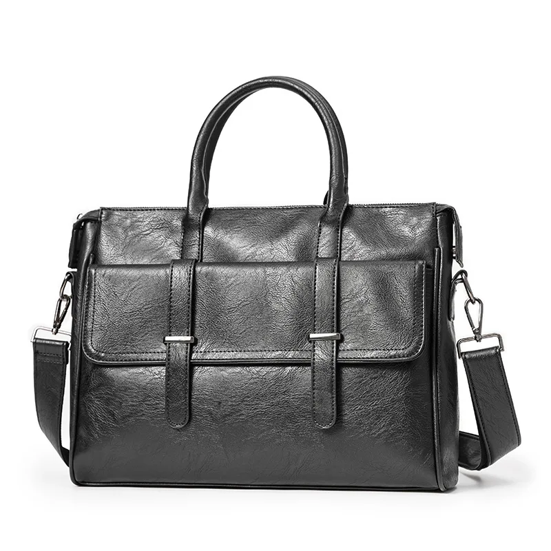 Men\'s Briefcase Leather Handbag Retro Top Layer Cowhide Laptop Bag Crazy Horse Leather Shoulder Messenger Bag Luxury Bag